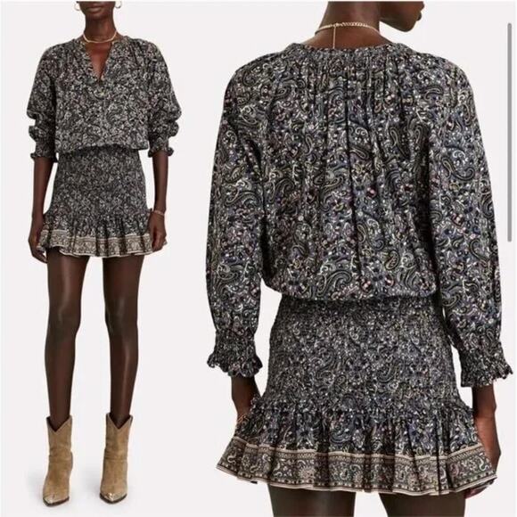 EUC $450 Veronica Beard Karlina Paisley Smocked Mini Dress - Picture 1 of 9